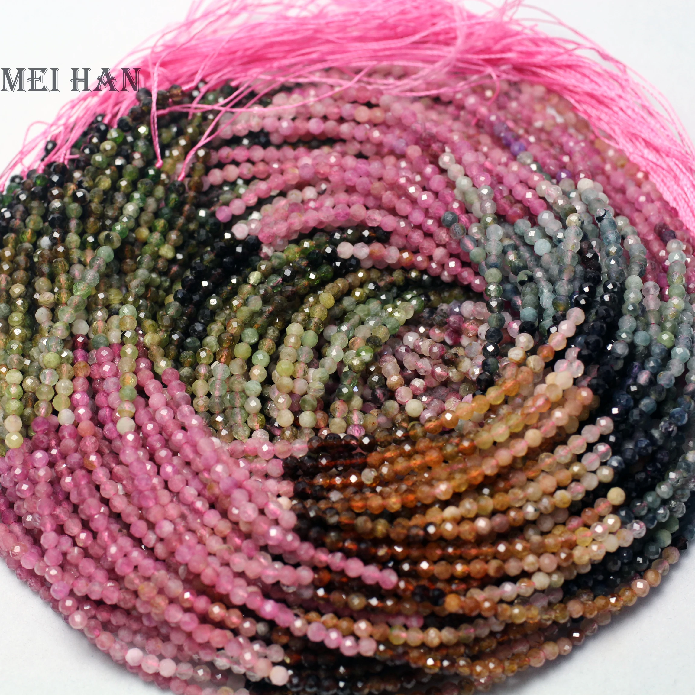 Натуральные 3 2 мм (3 нити/комплект) Цветные граненые круглые бусины ручной работы