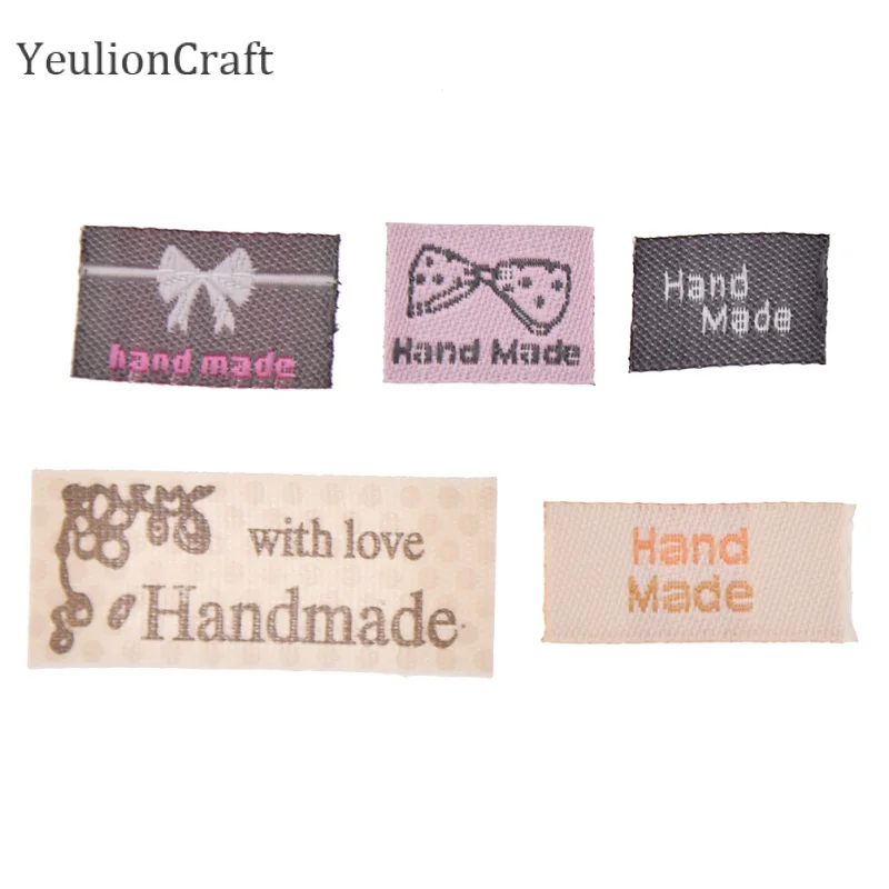 50/100 шт. тканевые этикетки с надписью Handmade With Love|Этикетки для одежды| |