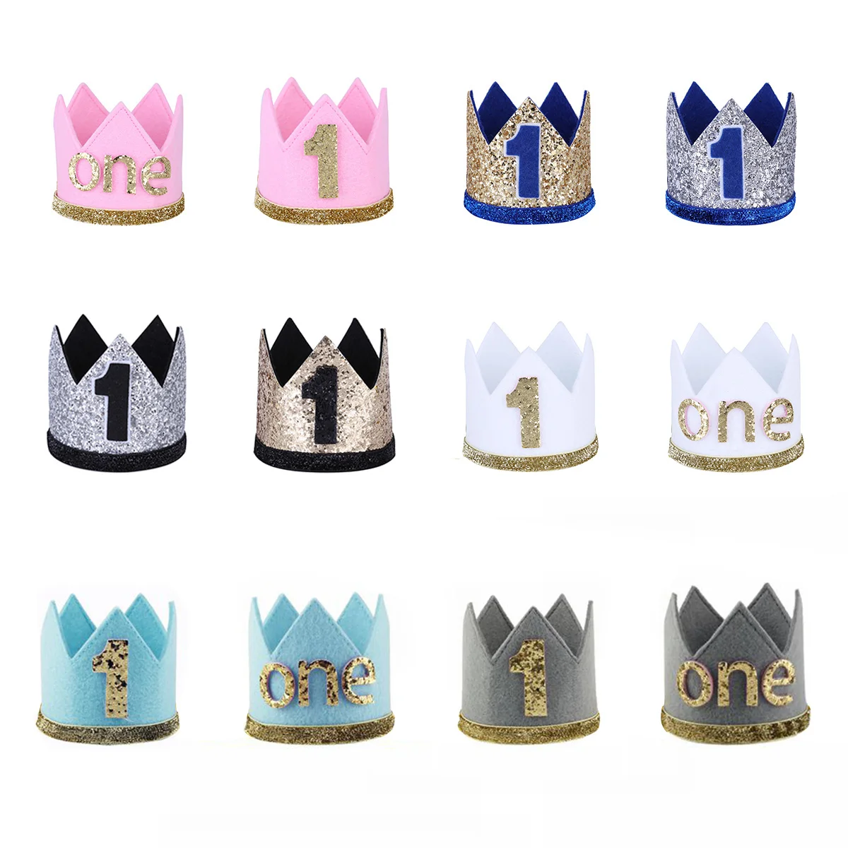 

Infant Baby Boys Girls Shiny First Birthday Princess Sparkly Party Hat Crown Elastic Headband Photo Props Kids Accessories
