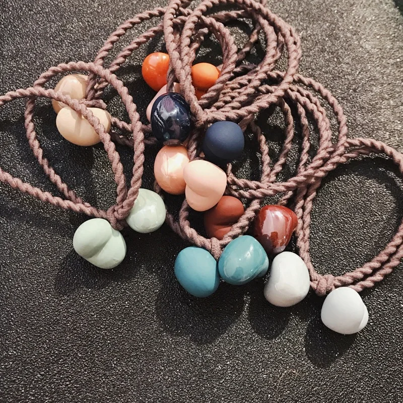 

2021 Macaron Color Hair Bands Frosted Love Heart Elastic Bands for Hair Women Girls Hair Ties Ponytail Holder Hair Accessories