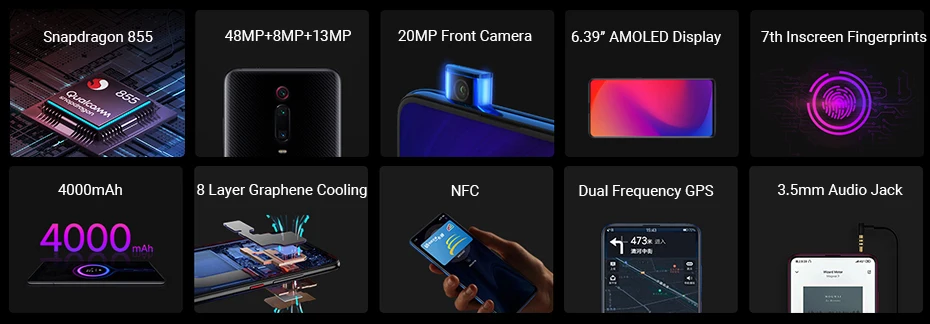 Смартфон Xiaomi Redmi K20 Pro с глобальной прошивкой, 8 ГБ, 256 ГБ, задняя камера Snapdragon 855, 48 МП, 4000 мАч, распознавание экрана, NFC