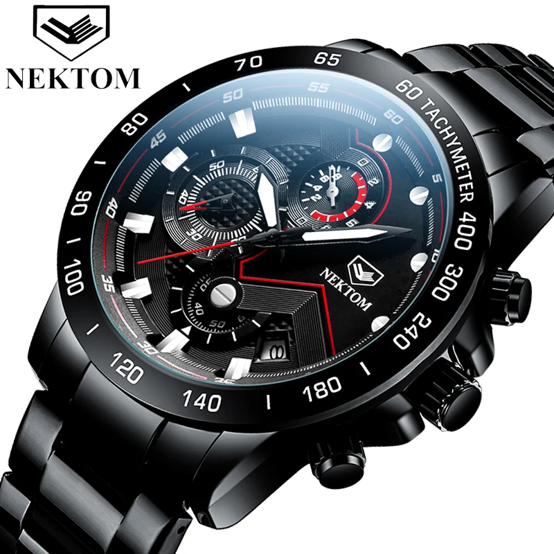 

Men Watches Top Brand Luxury NEKTOM Quartz Watch Men 2021 Waterproof Chronograph Steel Male Wristwatch Relogio Masculino