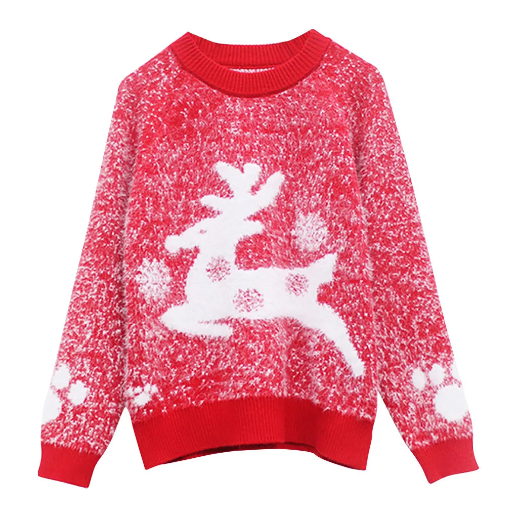 4 цвета женский свитер с рисунком лося и снежинки круглый вырез удобные мягкие