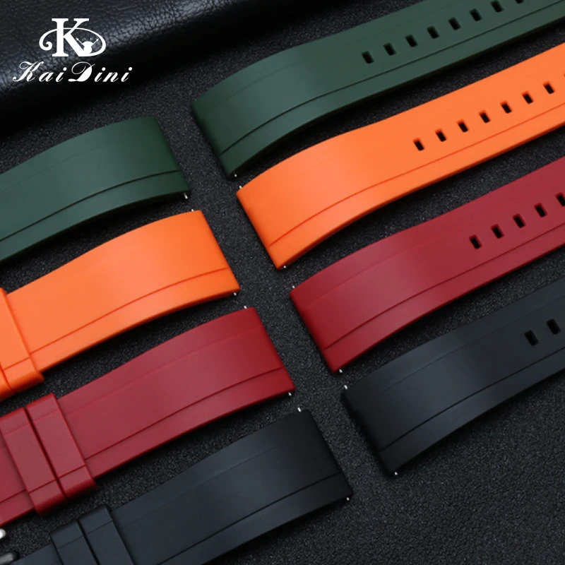 20mm 22mm for M005 Little red flower watch band High Quality Natural Silicone Waterproof rubber black green | Наручные часы