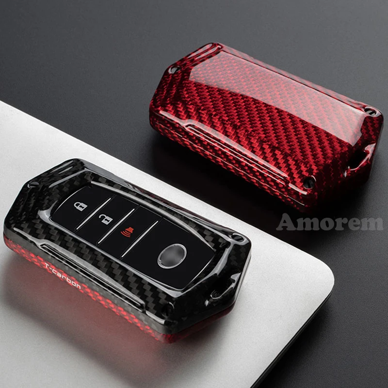 Чехол для автомобильного ключа из углеродного волокна чехол Toyota Prius Camry Corolla C-HR CHR