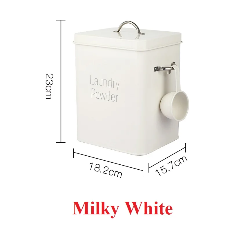 

1Pcs Rice Storage Box Iron Debris Snacks Covered Washing Powder Bucket Washing Powder Box Powdered Rice Barrel Spoon Household