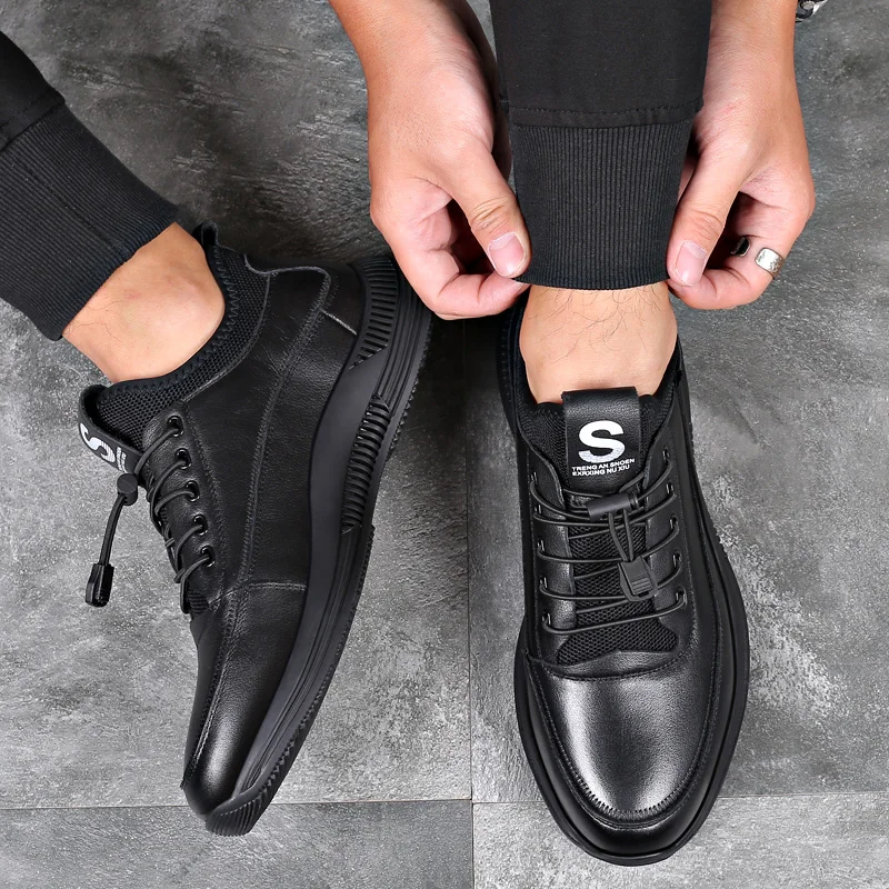 

High Quality Leather Men Shoes Sneakers Trend Casual Shoes Rubber Platform Men Vulcanized Shoes Youth Designer Sport Chunky Shoe