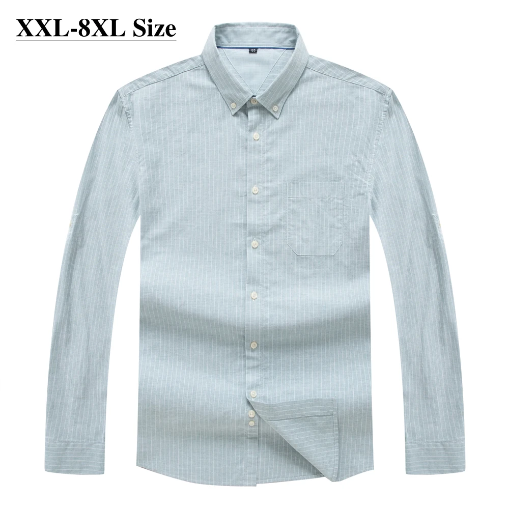 

Размера плюс 6XL 7XL 8XL бренд мужские деловые рубашки 100% хлопок удобные Классический Полосатый свободного покроя с длинным рукавом мужской фут...