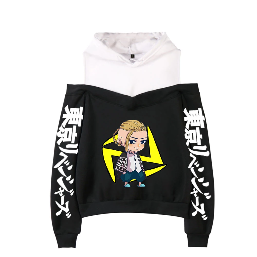 

Tokyo Revengers Hoodies Spring Autumn Off-Shoulder Sweatshirt Fashion Costume Harajuku Women Hoodies Tracksuit Anime Clothes