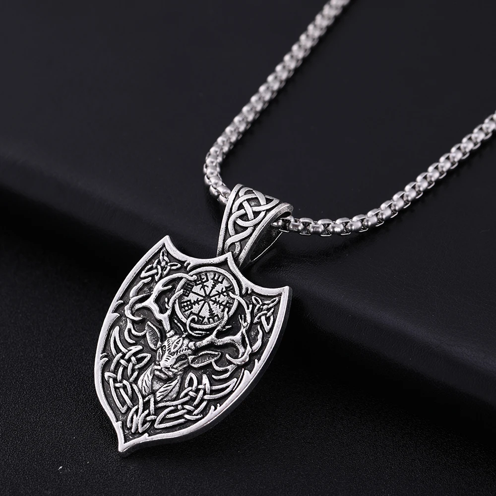 My shape Viking Deer Animal Knotwork Spirit Vegvisir Symbol Amute женский и мужской кулон ожерелье цепочка из