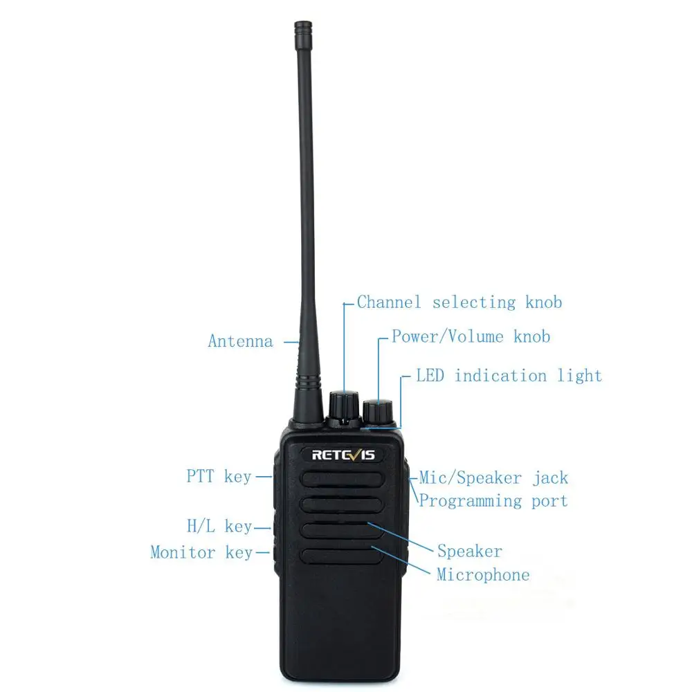 10 шт. Высокая мощность Walkie Talkie Retevis RT1 VHF(или UHF) 3000 мАч VOX путешествия/Туризм/Охота дальность 2 способ радио трансивер