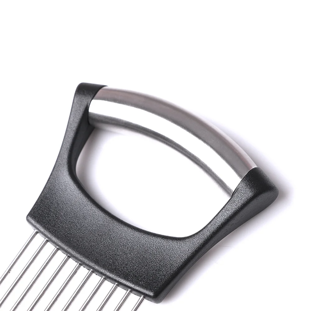 1 шт. Нержавеющая сталь лук резак легко резать держатель вилка овощная ломтерезка