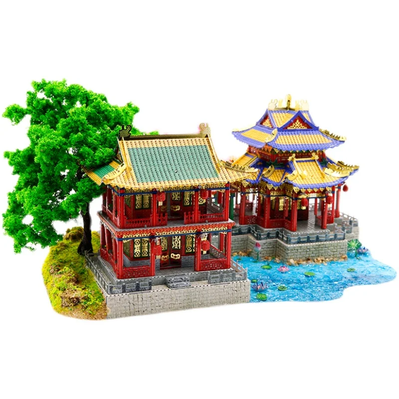 

Nanyuan GANGDA Yuanmingyuan square pot Shengjing metal mosaic model handmade DIY cottage birthday gift