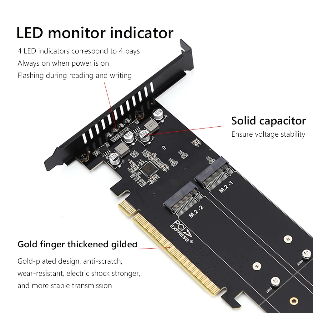 

M.2 X16 To 4X NVME PCIE3.0 GEN3 X16 To 4*NVME RAID CARD PCI-E VROC CARD RAID Hyper M.2X16 M2X16 4X X4 NVME*4 RAID