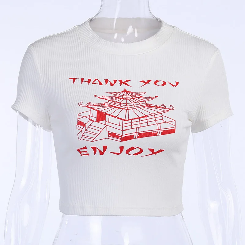 

Y2k Crop Top T Shirt Summer 2021 Short Sleeve Letter Graphic Camisetas De Mujer Ladies Streetwear Clothes Cute Fashion White Tee