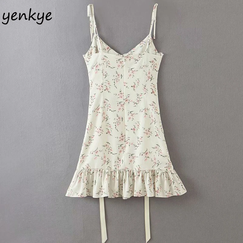 Женское кружевное платье с цветочным принтом облегающее мини на бретельках