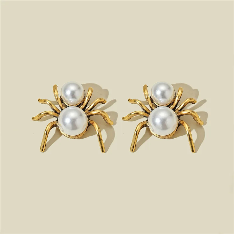 

Spider Pearl S925 Sterling Fashion Exaggerated Animal Earring Jewelry Gold Spider Stud Earrings for Women Party Accessories
