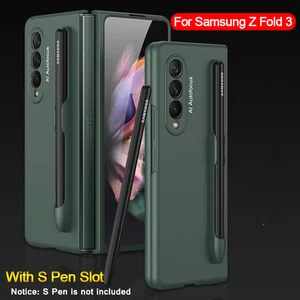 ultra thin with pen holder case for samsung galaxy z fold 3 5g case with s pen slot matte slim full protection back cover capa free global shipping