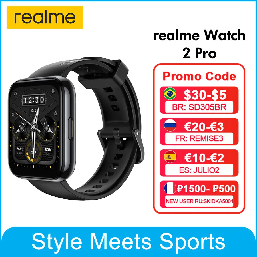 Глобальная версия realme Watch 2 Pro 1 75 &quotБольшой Цвет Дисплей IP68 Водонепроницаемость 14