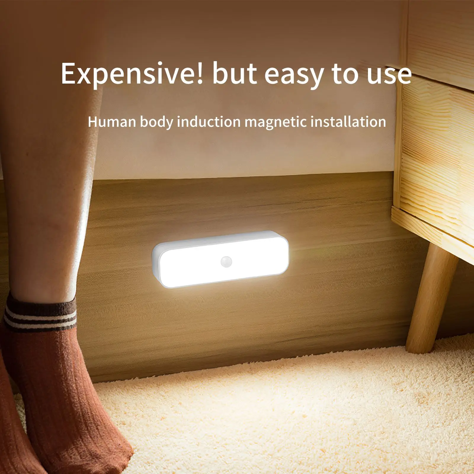 

4W Induction Lamp With Warm White Two Lighting Modes Super Bright Light Motion Sensor Light Easy To Use Charge With USB For Home