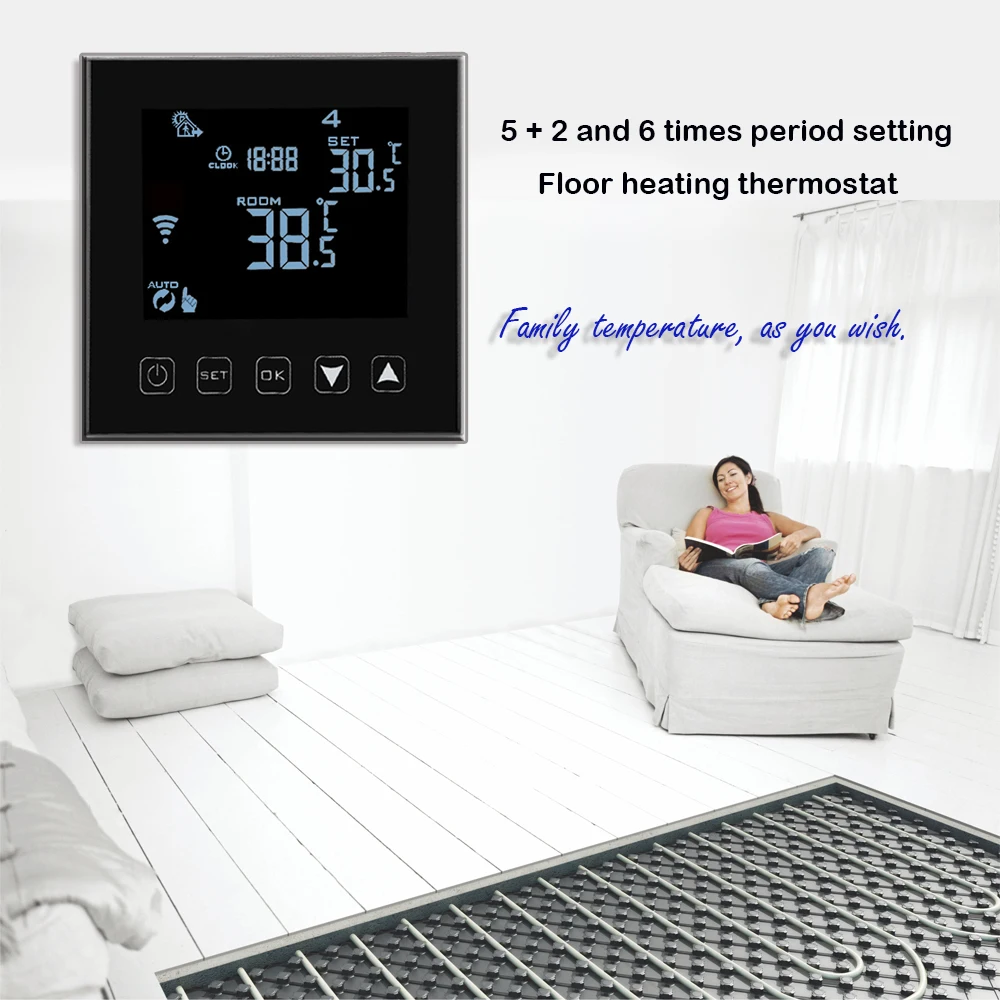 

Tuya Wifi программный термостат регулятор температуры для напольного нагрева воды, работает с Alexa Google Home