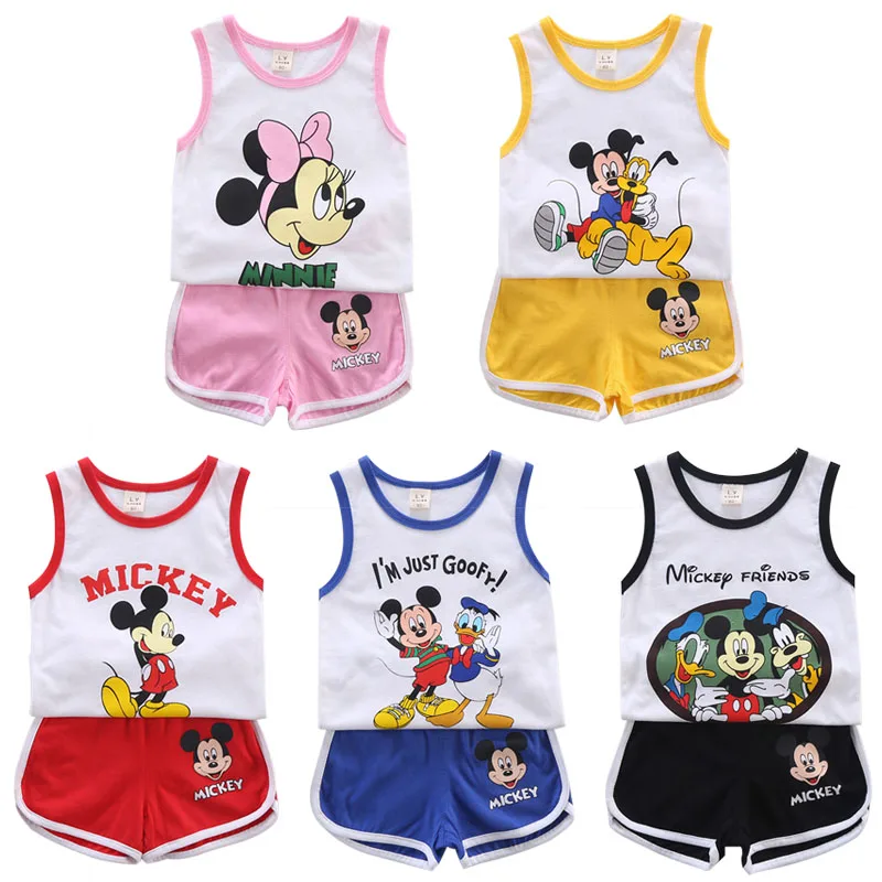 Одежда с дизайном Микки для маленьких мальчиков лето 2020 жилет без рукавов