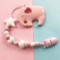 colorful funny animal infant feeding silicone baby pacifier clips chaintoddler chew toy clips bpa free safe baby accessories