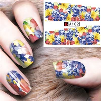 flowers floral watermark nail art sticker and colorful sliders for nails stickers manicure plant water slider nail decals decor