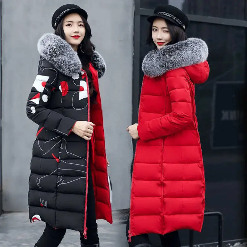 

2020 Winter Women Hooded Coat Fur Collar Thicken Warm Long Jacket Female Plus Size 3XL Outerwear Parka Ladies Chaqueta Feminino