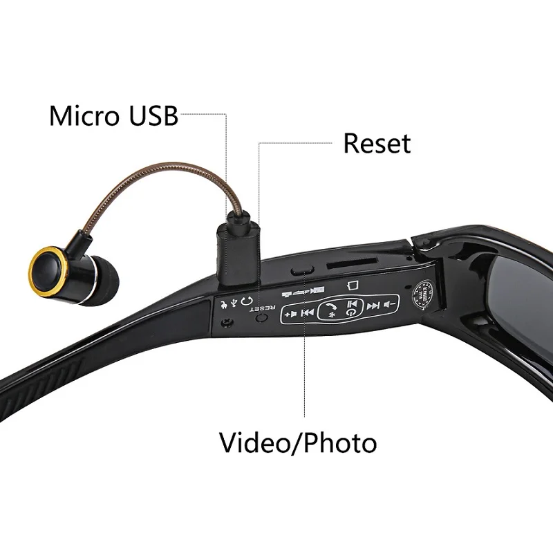 구매 MS21 안경 스포츠 캠 OTG HD 1080P 편광 선글라스 미니 카메라 안경 비디오 레코더 스테레오 블루투스 헤드셋 (마이크 포함)