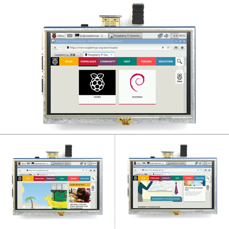 5 дюймов 800x480 HD с технологией TFT ЖКД сенсорной панелью для Raspberry Pi 3 Model B/2 модели B/A +