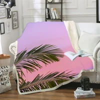 tropical palm leaves blanket wool flannel plush blanket bedspread for office sherpa blanket couch quilt cover travel