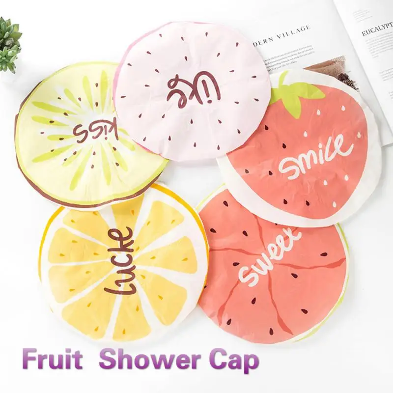 Милая эластичная шапочка для душа с фруктами водонепроницаемая ванной уборки