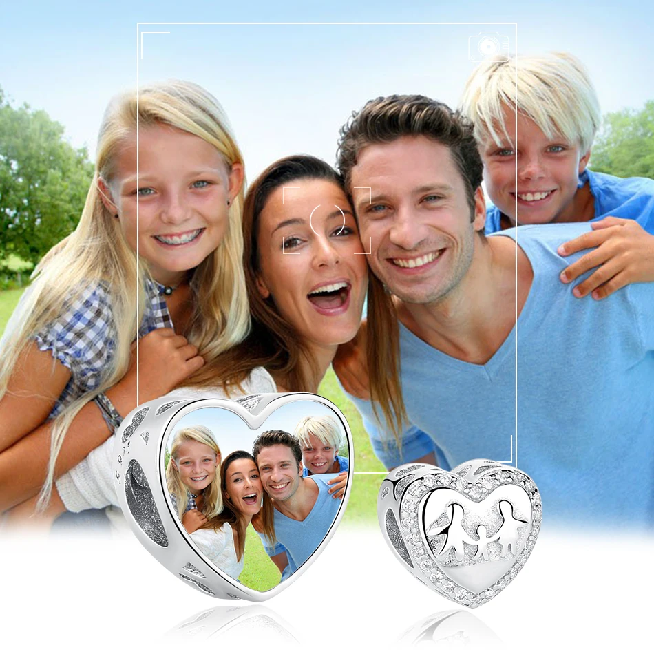 ELESHE Love is Семья 925 пробы серебряные изготовленные на заказ фото сердце