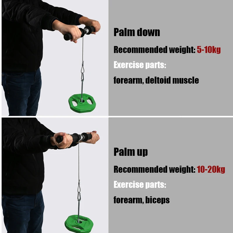 구매 팔뚝 트레이너 손목 손 그립 근육 강도 훈련 보디 빌딩 체육관 휘트니스 운동 밧줄 롤러 휴대용 장비