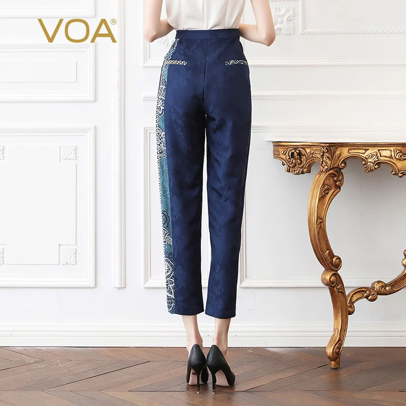 VOA шелковые жаккардовые штаны шаровары с принтом длинные женские плюс размер 5XL