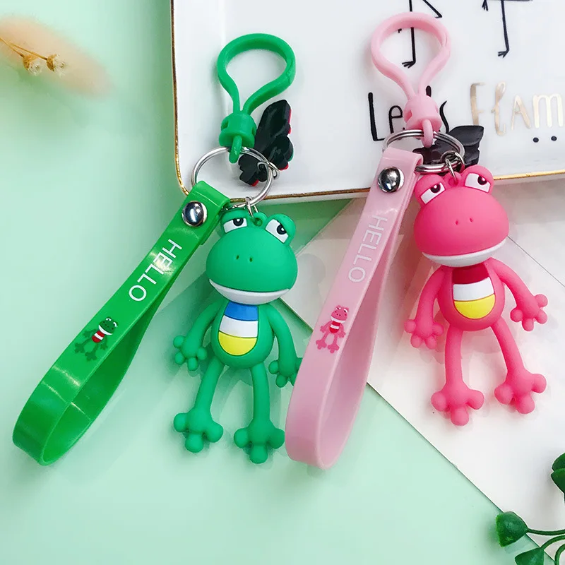 2019 New Cartoon Frog Doll Car Keychain Leather Rope Key Holder Metal Bell Chain Keyring Charm Bag Auto Pendant Gift Hot | Украшения и