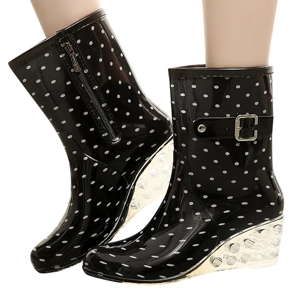 Женские сапоги до середины голени Нескользящие на танкетке Уличная обувь для