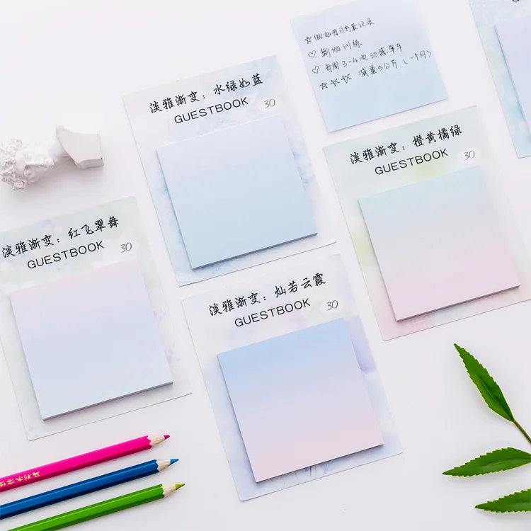 

20 Pcs Creative and Elegant Gradual Change Message Note N Times Post Note Book Small Fresh Memorandum Office Learning