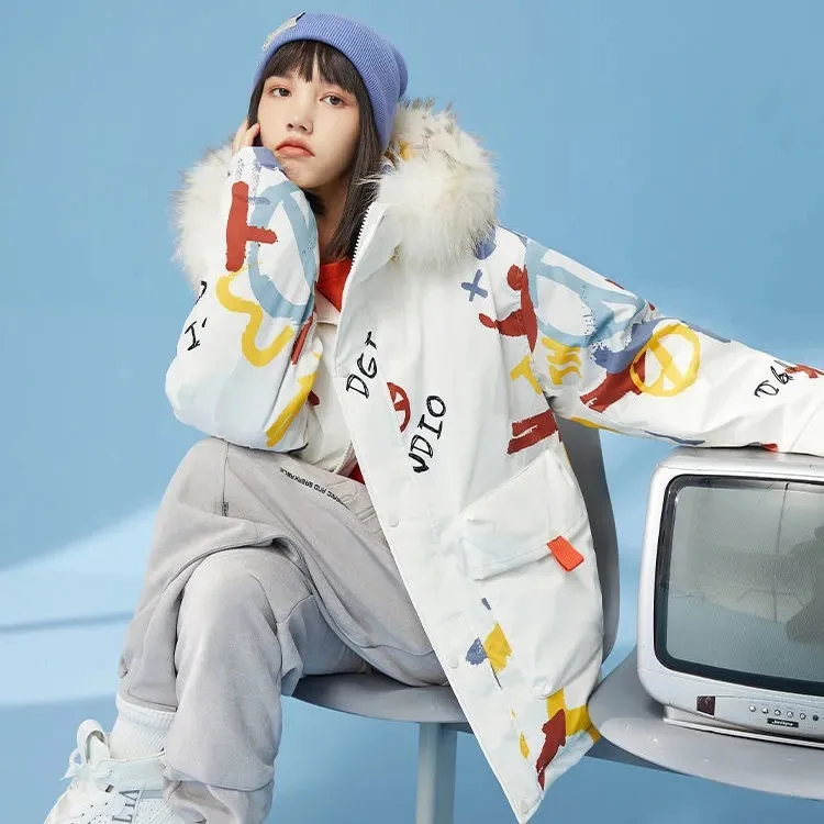 YAPU 2021 New Men's Down Jacket With Big Real Collar Warm Casual Waterproof Down Winter Coat Long Coat with Hooded Compressible