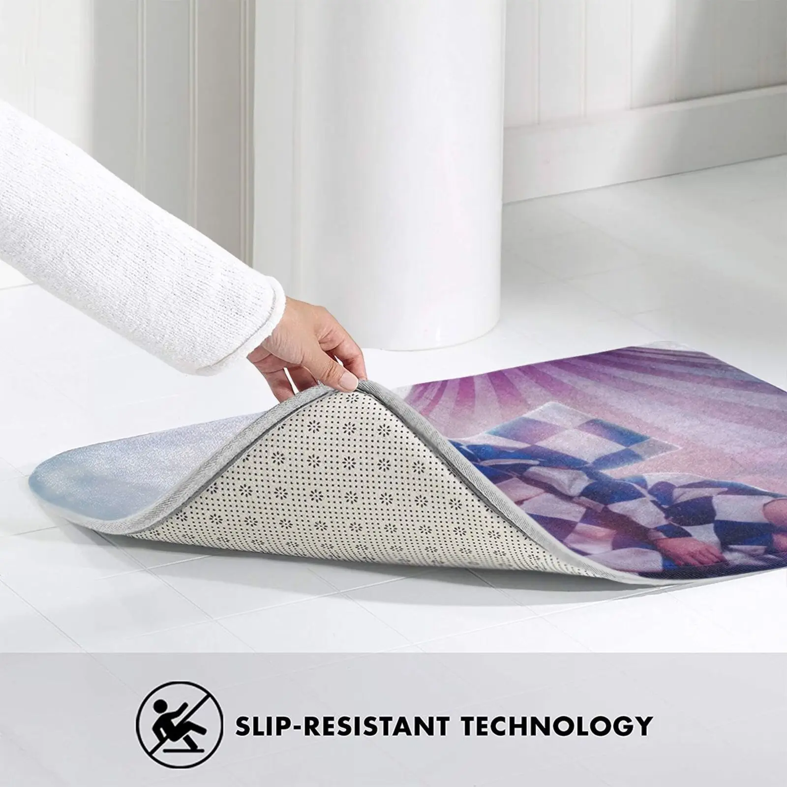 Мягкий коврик Smile домашний с рисунком неонового флага и неба