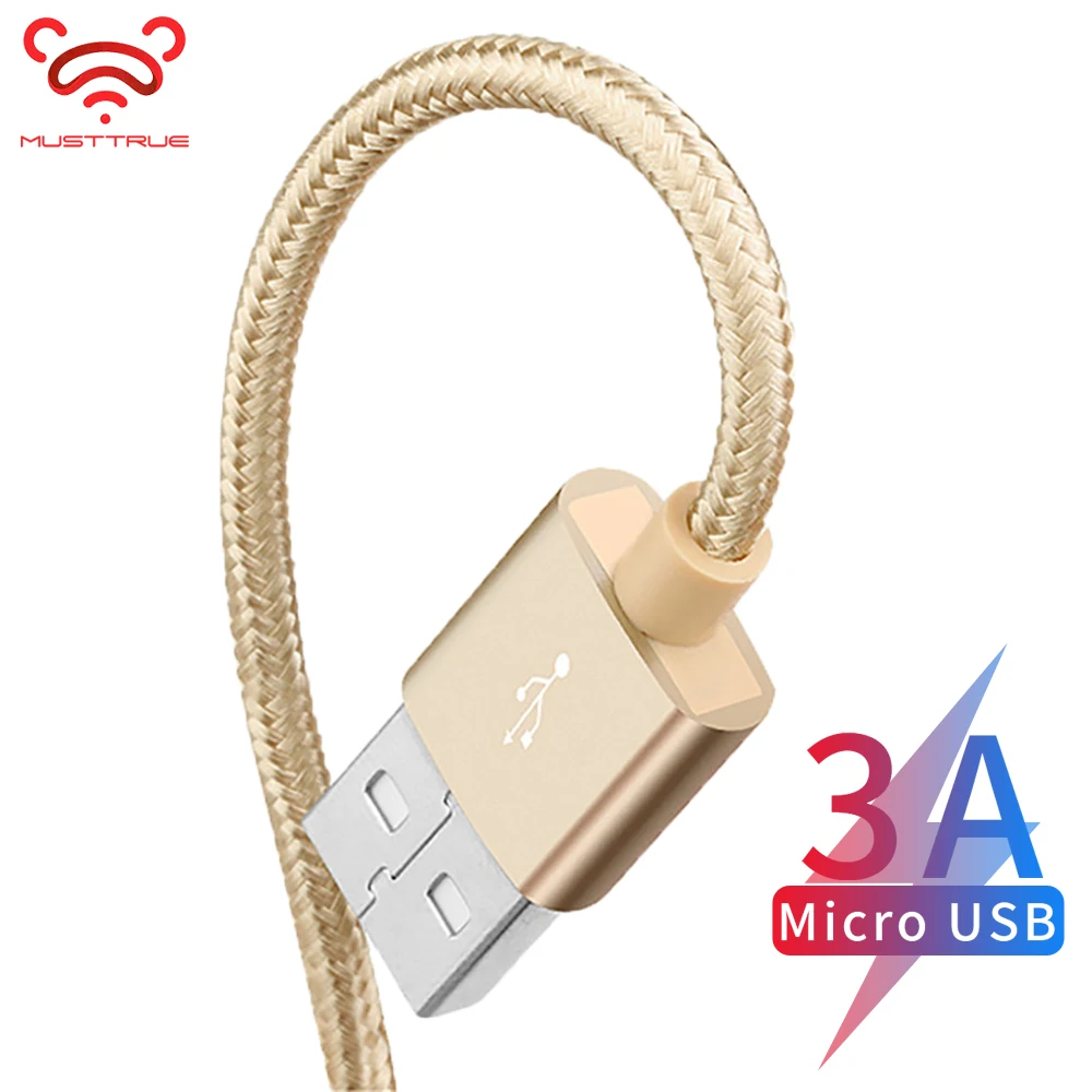 MUSTTRUE Micro USB кабель 3A быстрое зарядное устройство кабель для передачи данных Плетеный USB кабель USB ЗУ для мобильного телефона кабель для samsung huawei One Plus