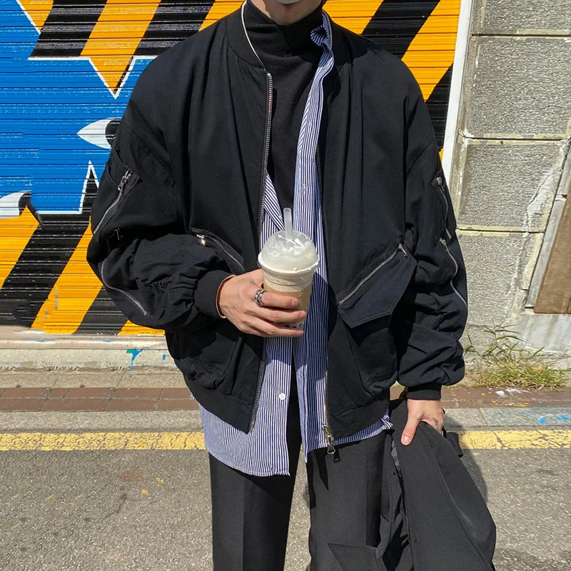 

Куртка BF оверсайз весенняя, новинка, бейсбольная униформа, инструментальная декоративная куртка-бомбер на молнии, модная уличная одежда дл...