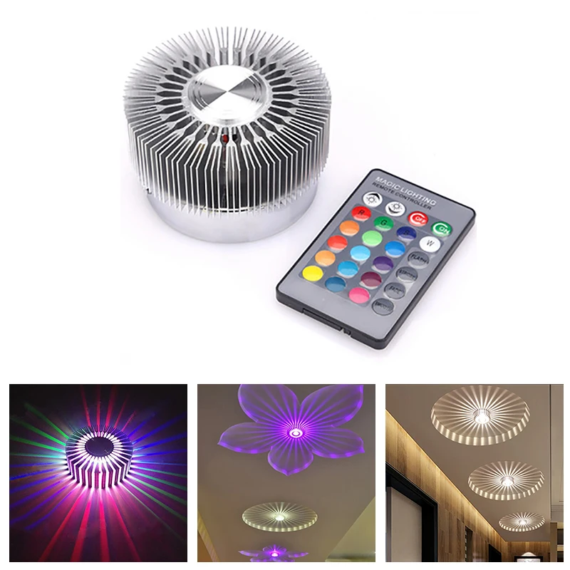 

3W Aluminum LED Wall Lamp RGB Colorful Sun Flower Ceiling Light Bedroom Hallway Living Room Indoor Decorative Lighting Lamps