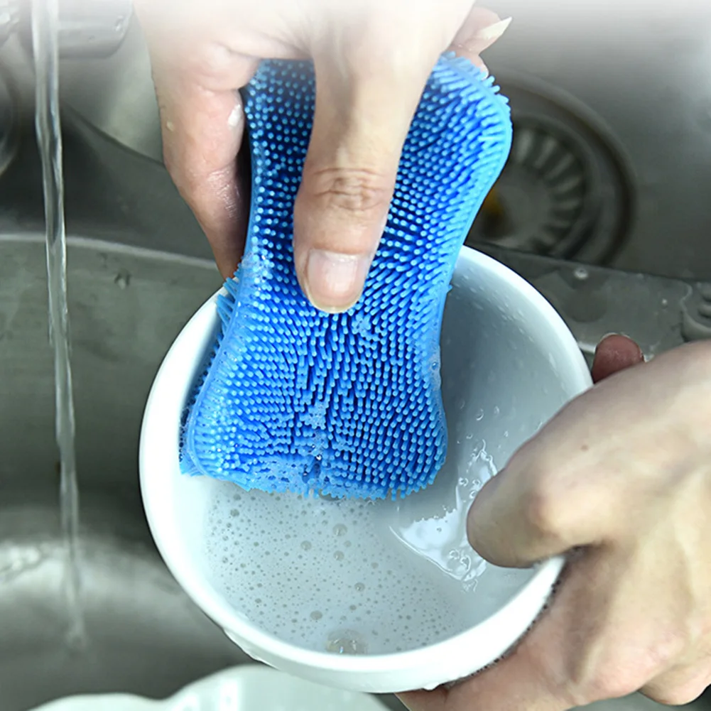 

5PCS Silicone Cleaning Brushes Soft Silicone Scouring Pad Washing Sponge Dish Bowl Pot Cleaner Washing Tool Kitchen Accessories