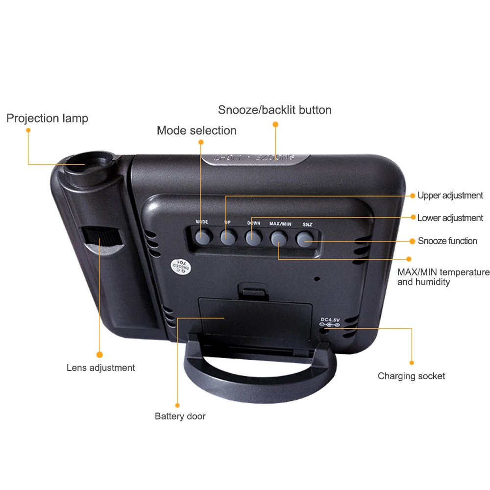 LED Digital Projection Alarm Clock With Weather Station Thermometer Date Display Table USB Charger | Дом и сад