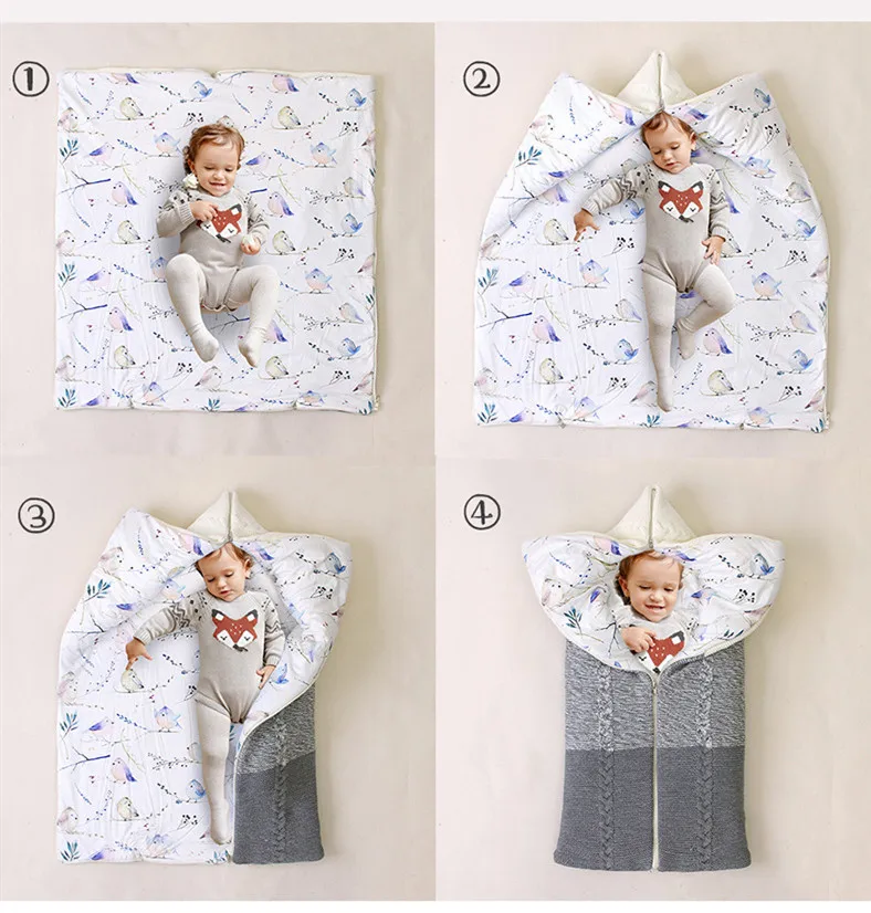 Newborn Winter Swaddle Infant Thicken Anti-kick Sleeping Bag Baby Autumn Winter Envelope Zipper Sleeping Bag Kids Blanket Quilt