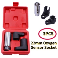 3pcs 78 22mm universal auto car oxygen lambda sensor socket 6 point wrench tool remover installer set box car tools