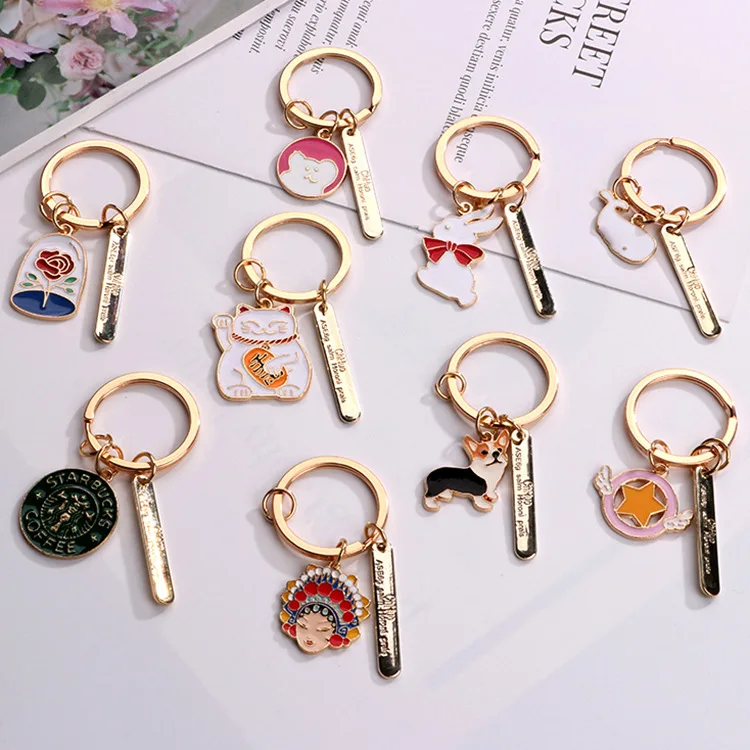 Новые металлические брелки lucky cat кольцо для ключей с кроликом мужские подвесные
