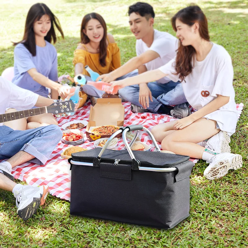 

Picnic Basket Portable Folding Cooler Box Outdoor Bbq Camping Box Backpack Insulation Bags Home Storage Basket Kitchen Lunch Bag